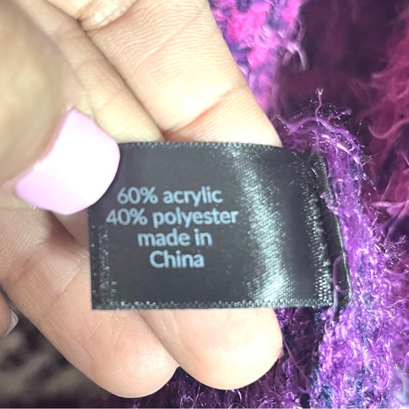 Lane Bryant Purple Ombré Open Front Fuzzy Beach Cardigan Size 14/16 - Picture 5 of 5